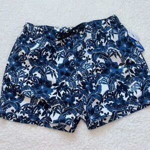 Blue Floral Swim Trunks